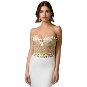 Sherri Hill Embellished Sweetheart Neckline Strapless Gown Size 4 Pageant Prom